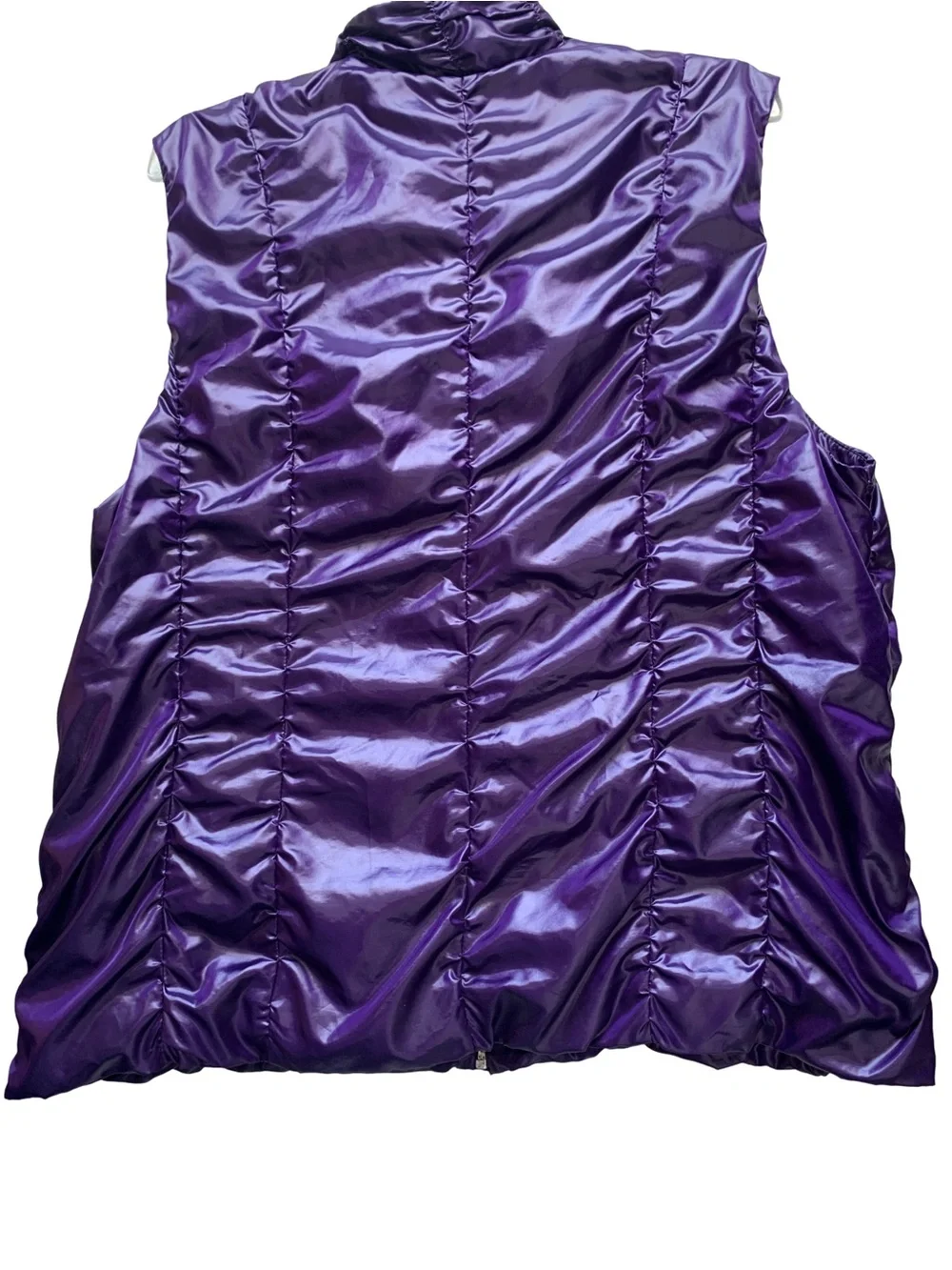 Chico's Shiny Ruched Purple Puffer Vest - Picture 3 of 4